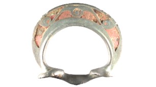 Find, A large copper alloy Iron Age (50BC-70AD) enamelled flat-ring terret