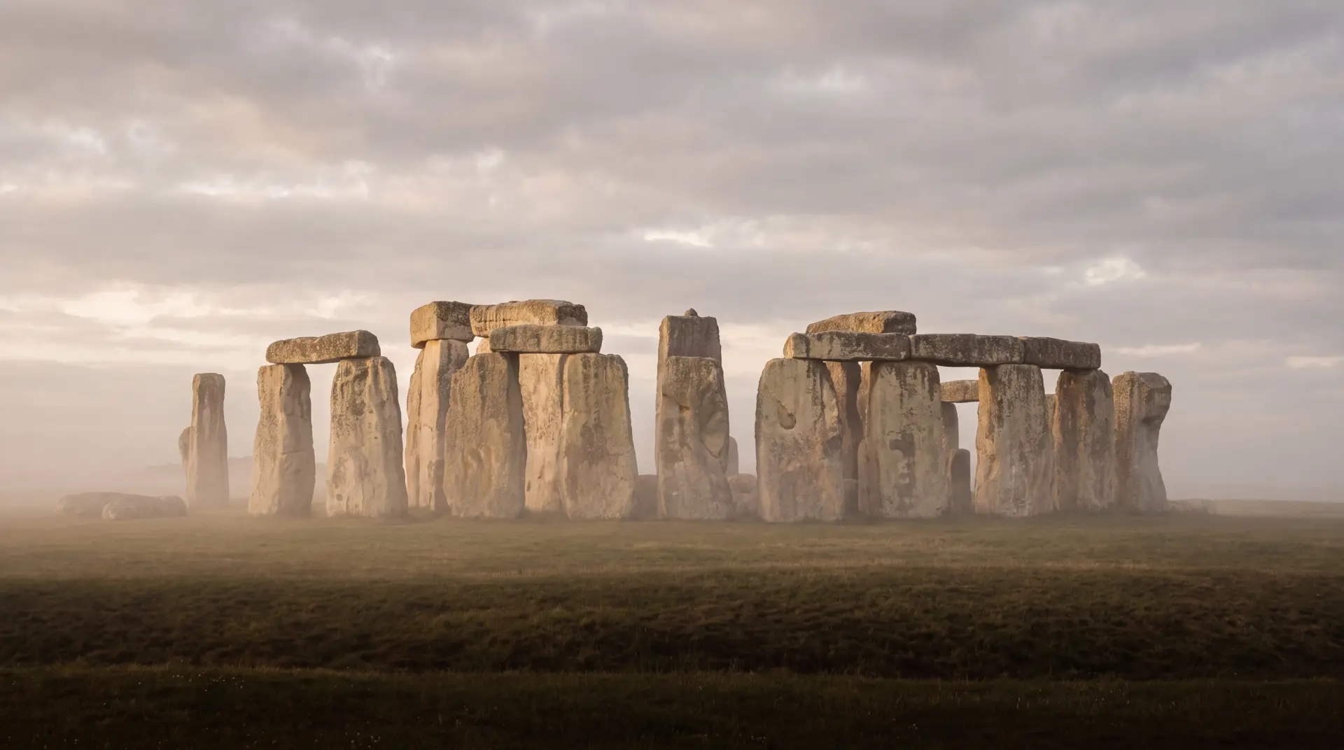 Ancient standing stones at dawn