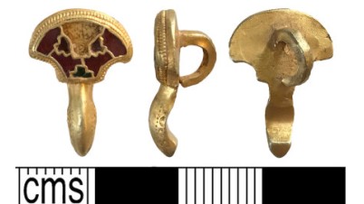 Find, An early medieval (575-650 AD) cast gold cloisonné buckle tongue
