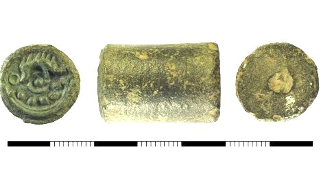Find, A copper alloy die matrix used to create casting moulds for the production of Soissons Eye Boar type potins, which are typically identified as a Continental/Belgic import type originating from the Soissons region of Northern France, c.